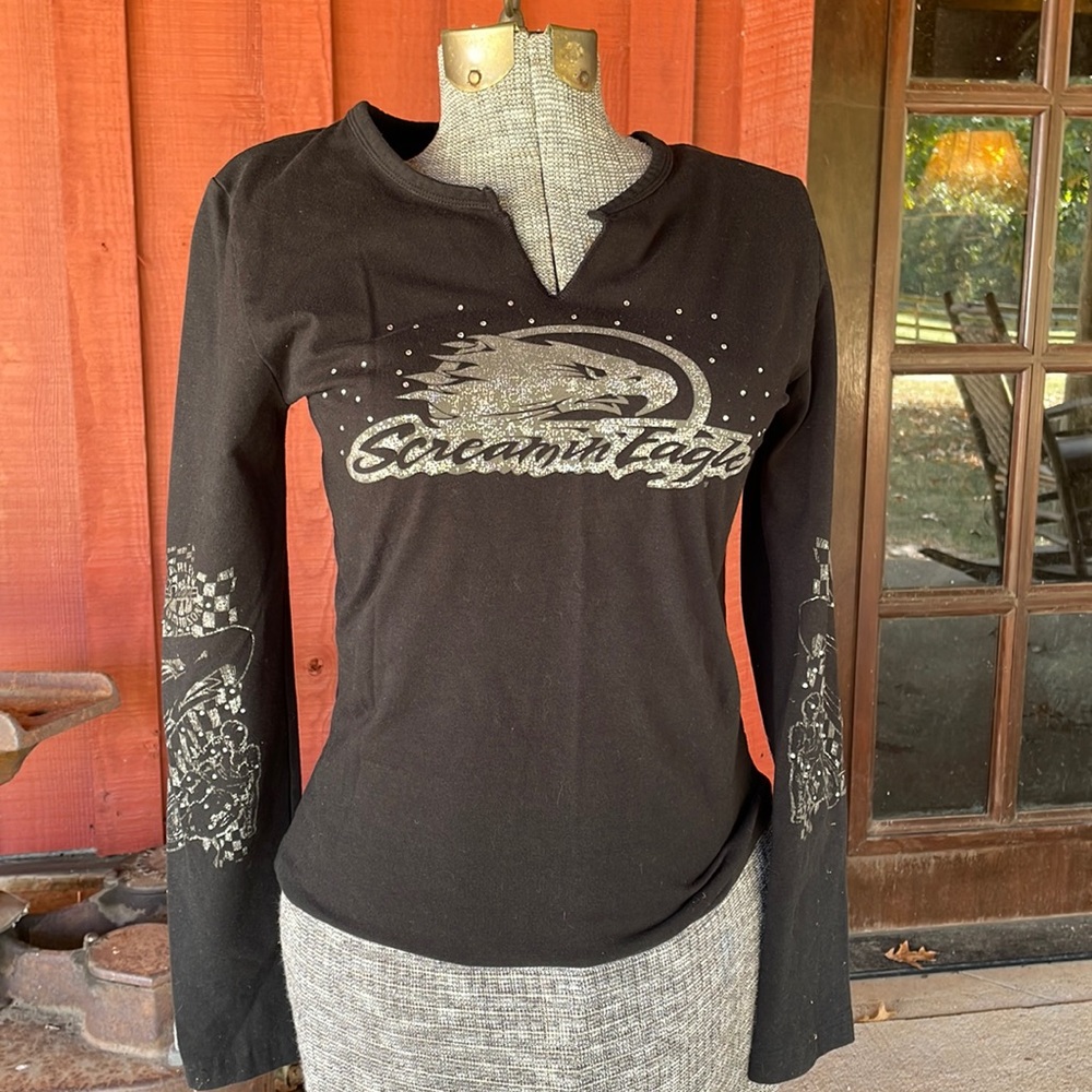 Harley-Davidson Screamin Eagle Long Sleeve Bedazzled Women’s T-shirt Size M